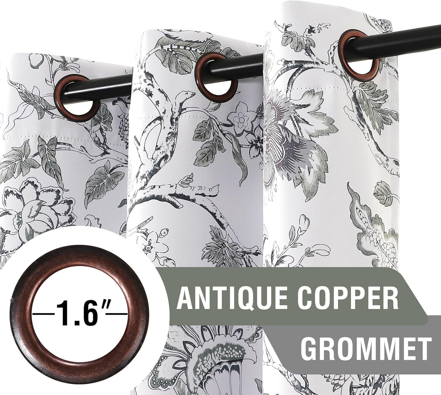 Stylish Blackout Curtains 84" with Floral Print – Energy Saving & Noise Reducing