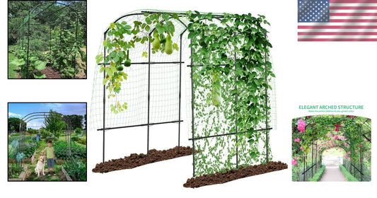Classic 87-Inch Tall Metal Garden Arch Trellis for Climbing Plants Support
