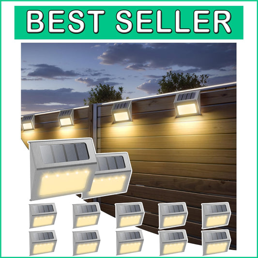 12-Pack Waterproof Solar LED Fence Lights - Automatic On/Off Outdoor Lighting
