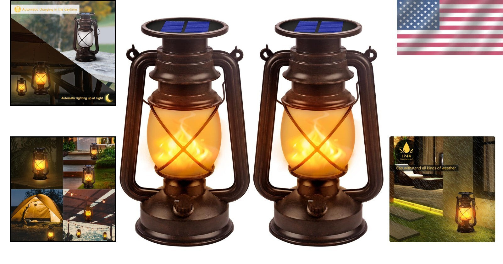 Elegant Solar Lanterns for Table and Patio - Waterproof 2-Pack with Warm Glow