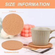 Load image into Gallery viewer, Set of 200 Round Cork Coasters - 4" Heat Resistant &amp; Absorbent for Home Use