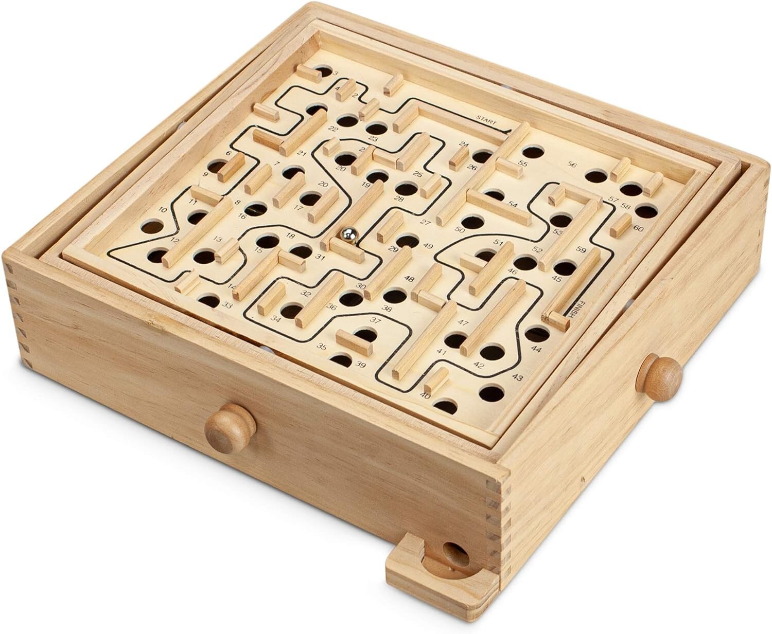 Interactive Wooden Maze Labyrinth Game for Kids - 13.5" x 13" Educational Fun