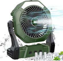 Load image into Gallery viewer, Durable Portable Misting Fan with Three Speeds &amp; LED Light - Ideal for Outdoors