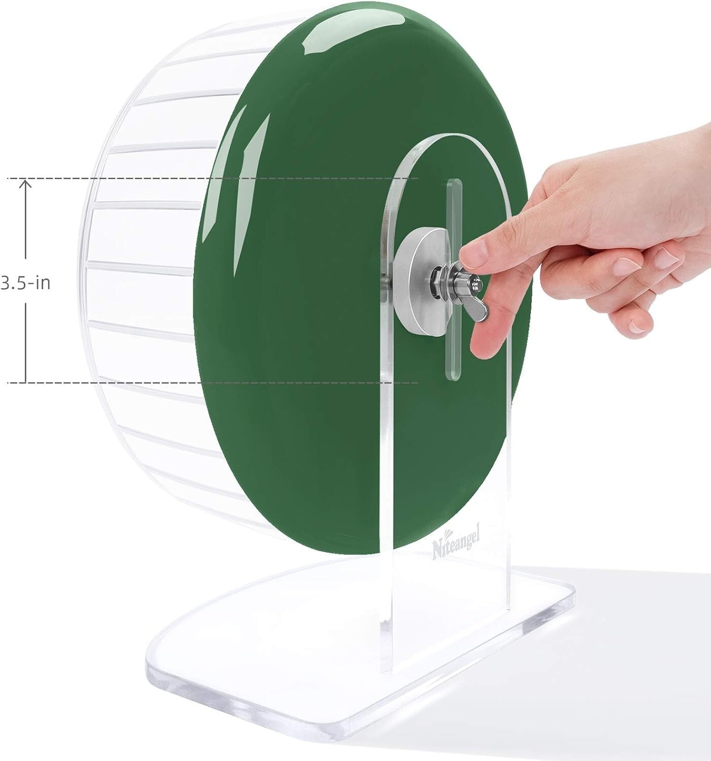 Durable Dark Green Hamster Exercise Wheel - Quiet Spinner with Adjustable Stand