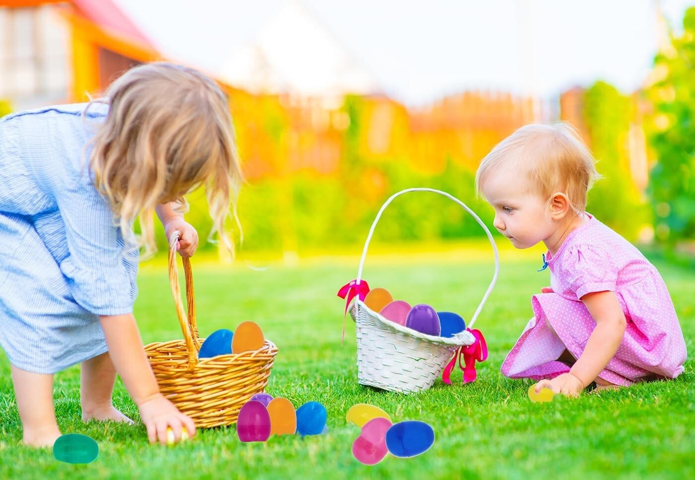 500 Hinged Bright Plastic Easter Eggs - 2.3" Fillable Surprise Eggs for Parties