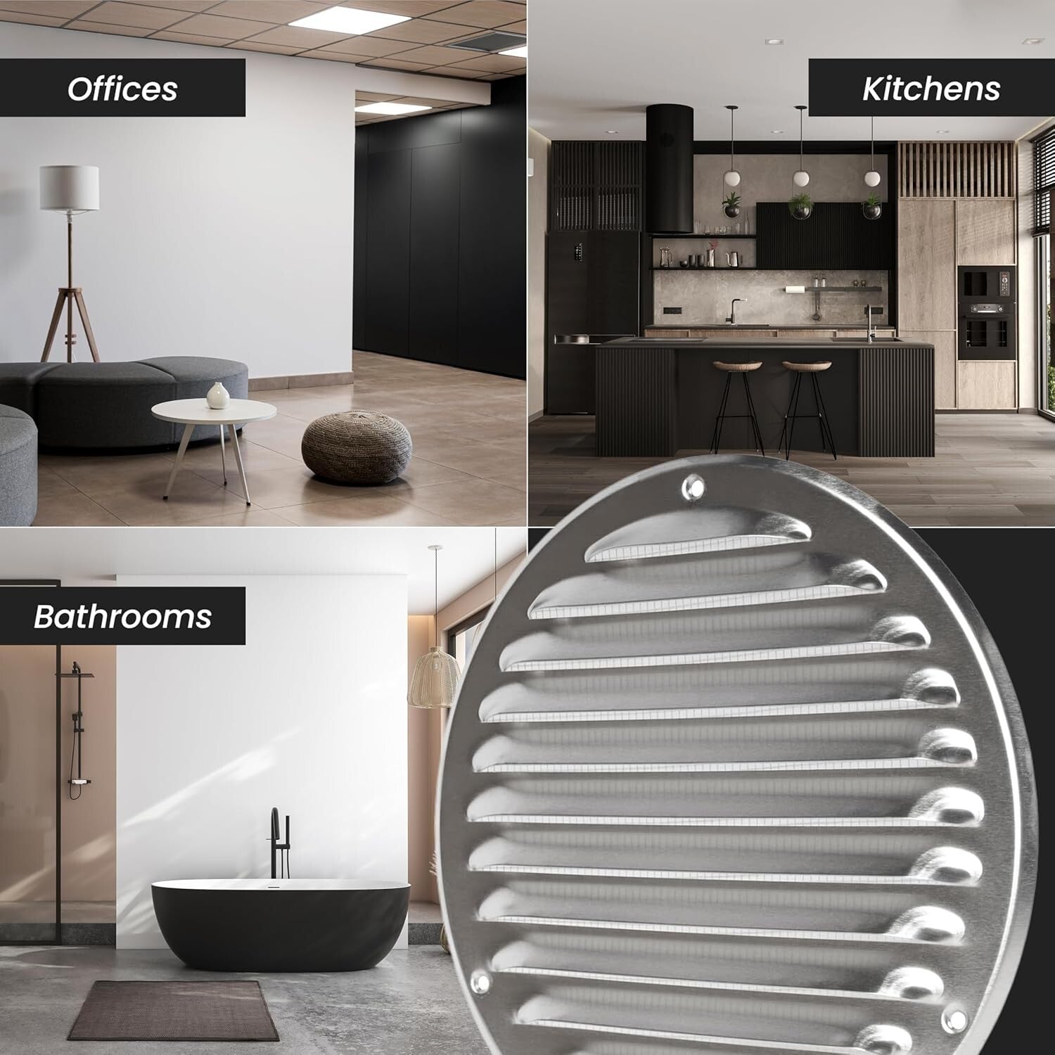 4" Metal Air Vent Grilles - Durable White Covers - Pack of 5 for Easy Mounting