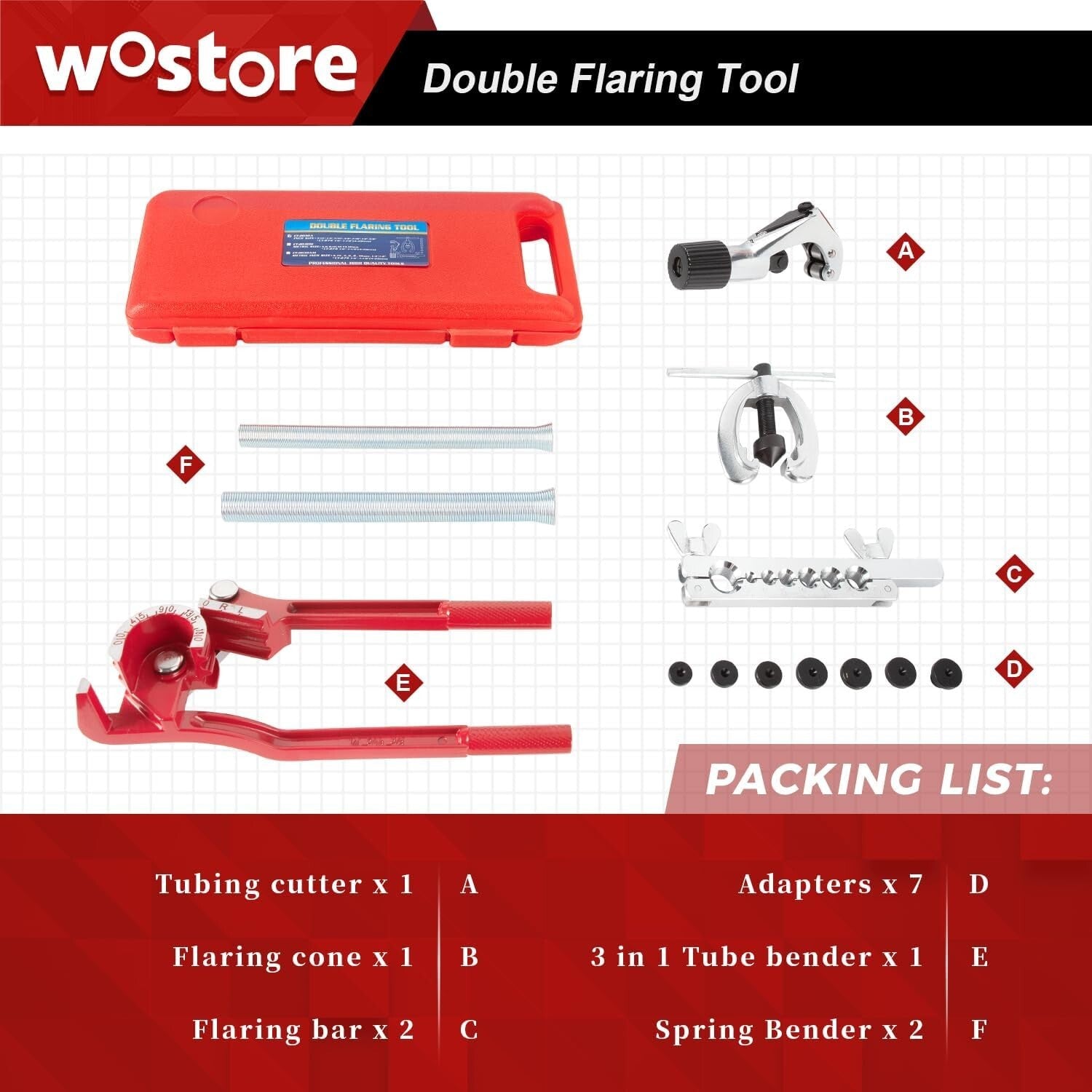 All-in-One Double Flaring Tool and Tube Bender Kit with 7 Adapters for Precision