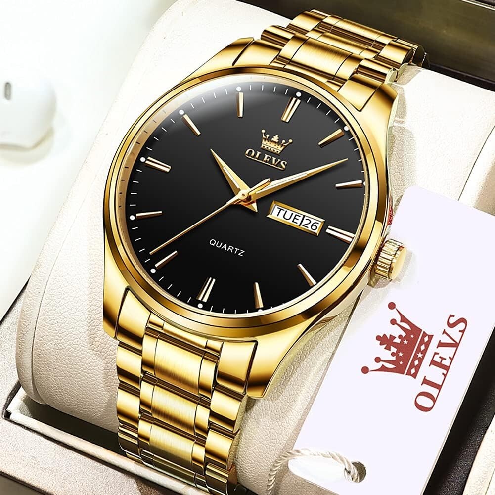 Elegant Luminous Men’s Watch with Day-Date Function & Scratch-Resistant Design