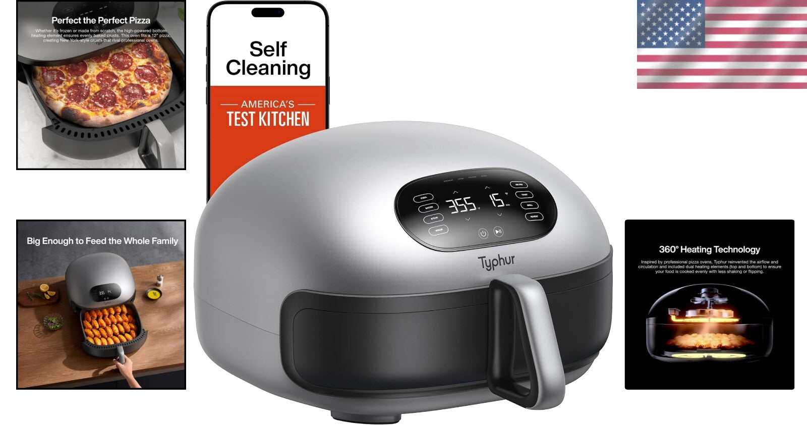 Dome 2 Smart Digital Air Fryer - 5.6 Quart, Self-Cleaning with Ceramic Coating
