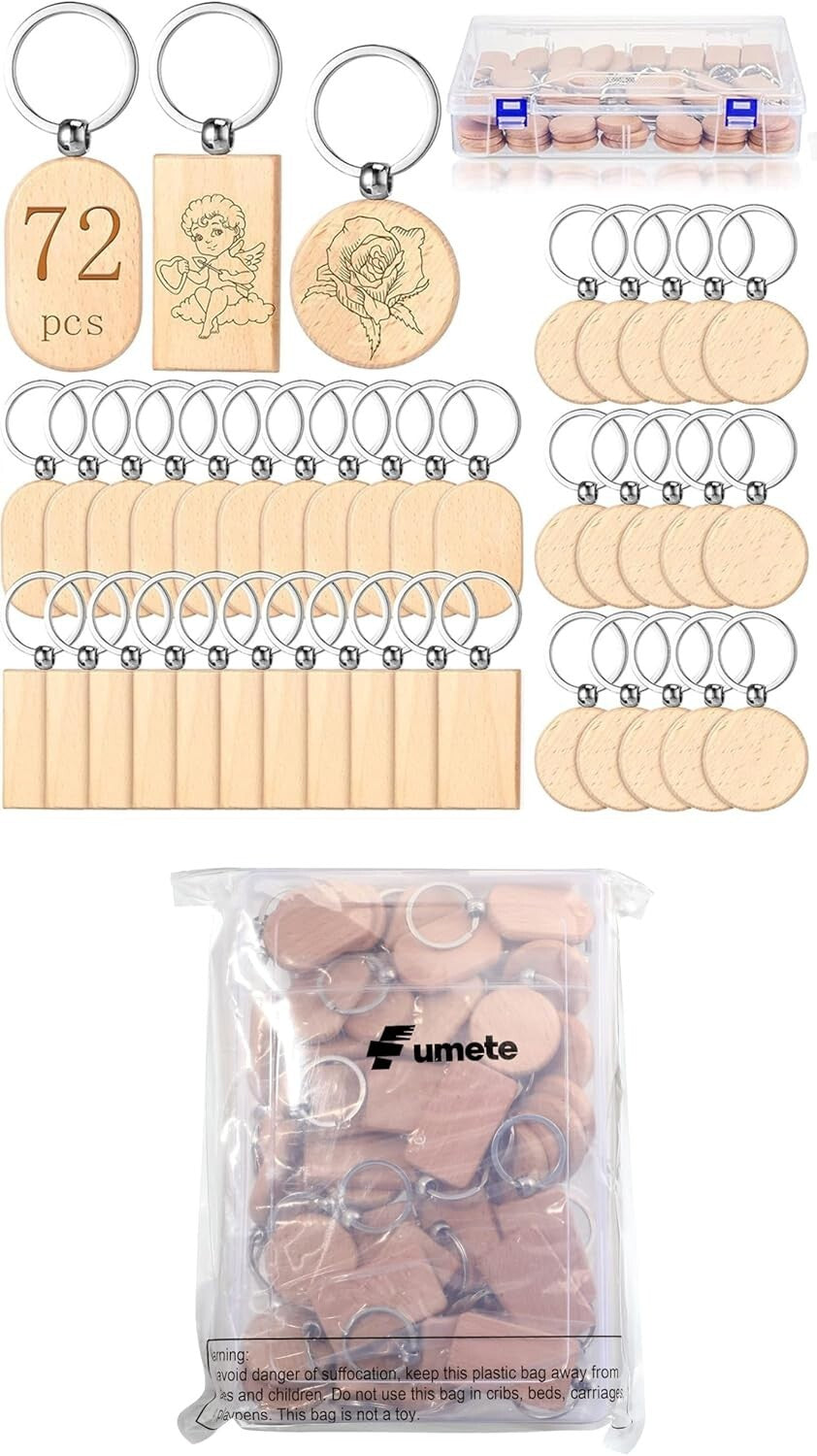 Lightweight Wooden Keychain Blanks - Perfect for Personalizing Gifts, 100 Pcs