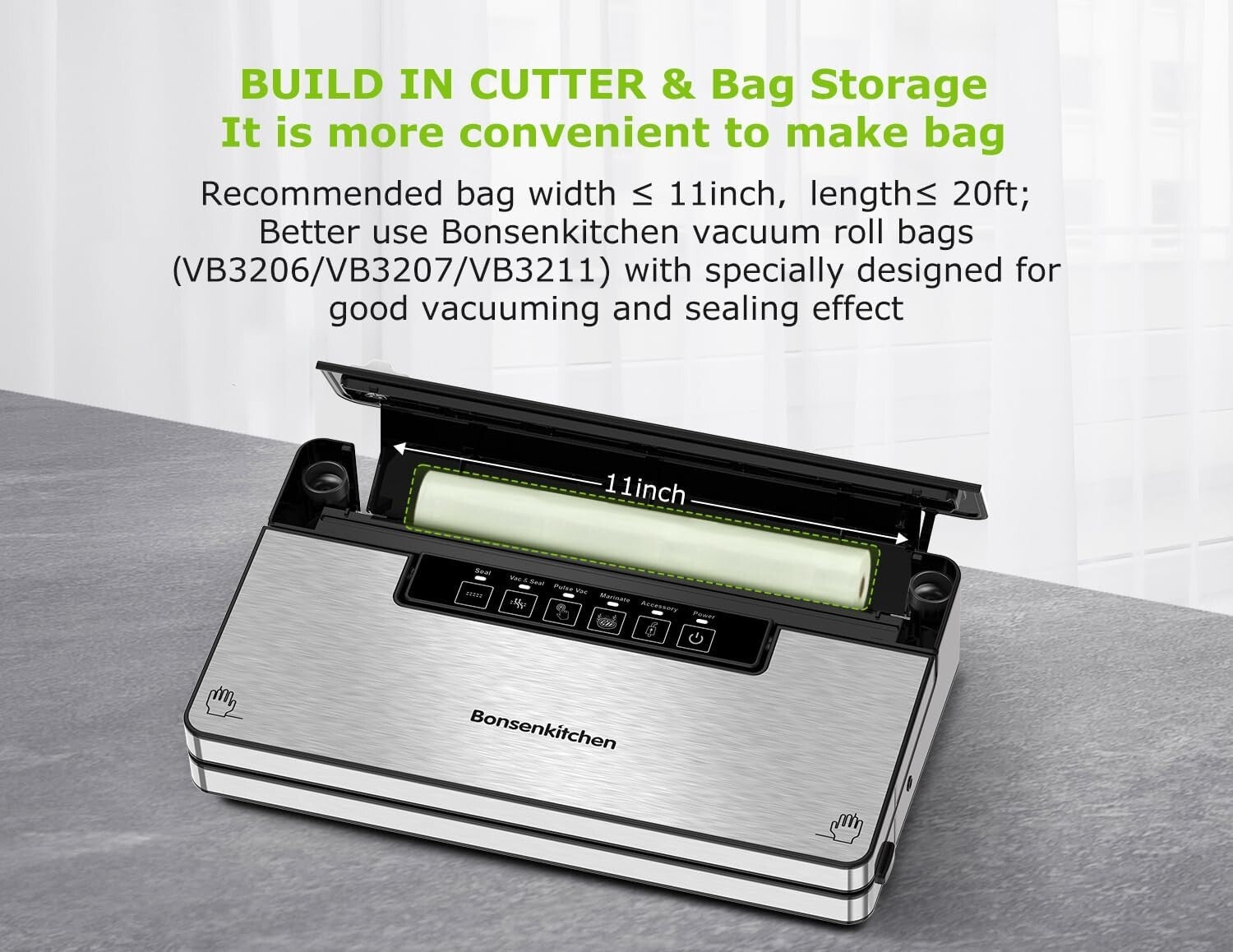 5-in-1 Food Vacuum Sealer Machine with Built-In Cutter & Sustainable Design
