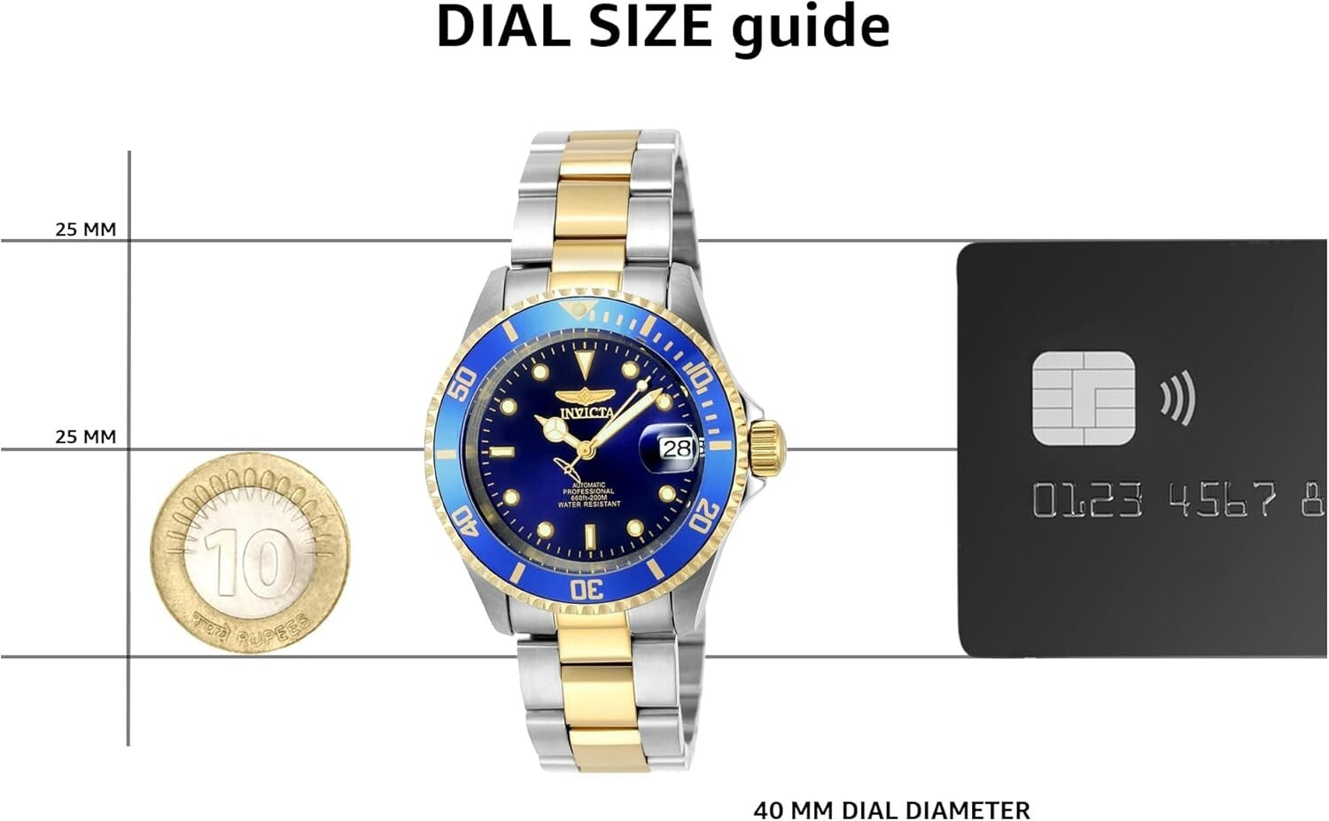 Elegant Men's 40mm Automatic Diver's Watch with Luminous Features & Blue Bezel