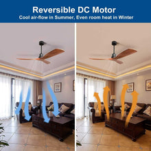 Load image into Gallery viewer, Reversible DC Motor Ceiling Fan - 52 Inch Matte Black Flush Mount with Remote