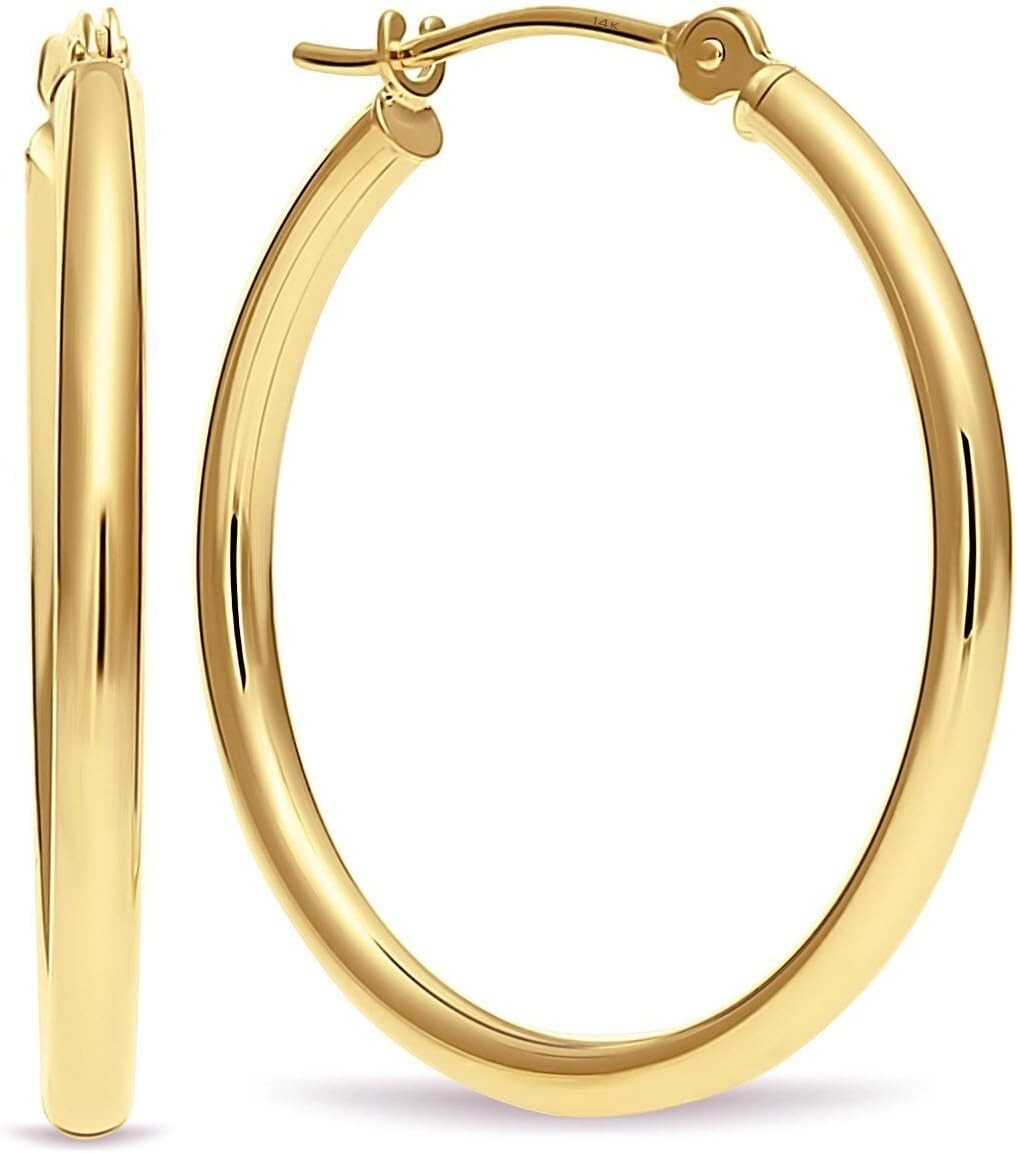 Elegant 14k Gold Hoop Earrings - 1 Inch Diameter, Gift Ready in Deluxe Box