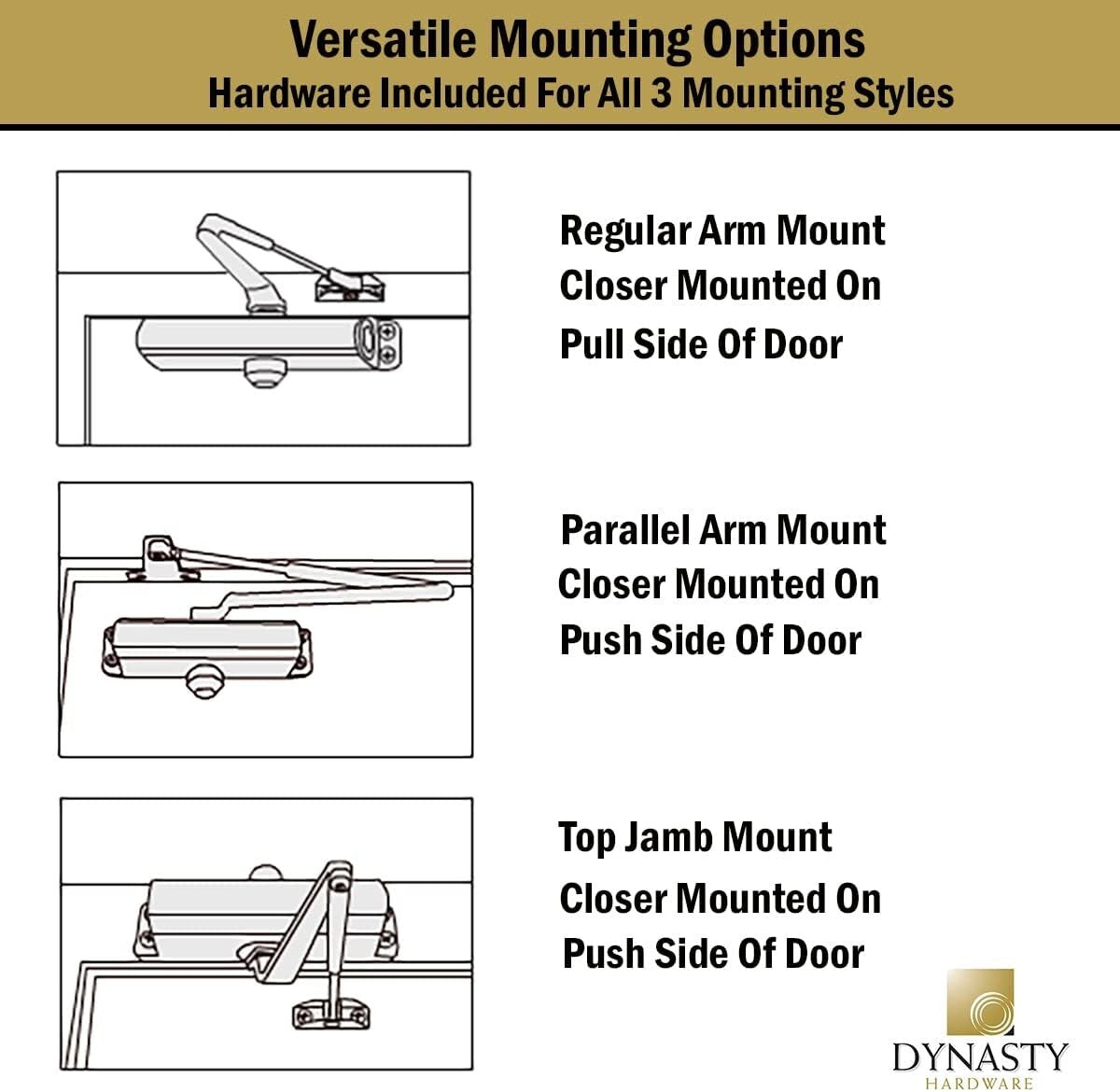 Automatic Door Closer with Sprayed Aluminum Finish - Versatile Mounting Options