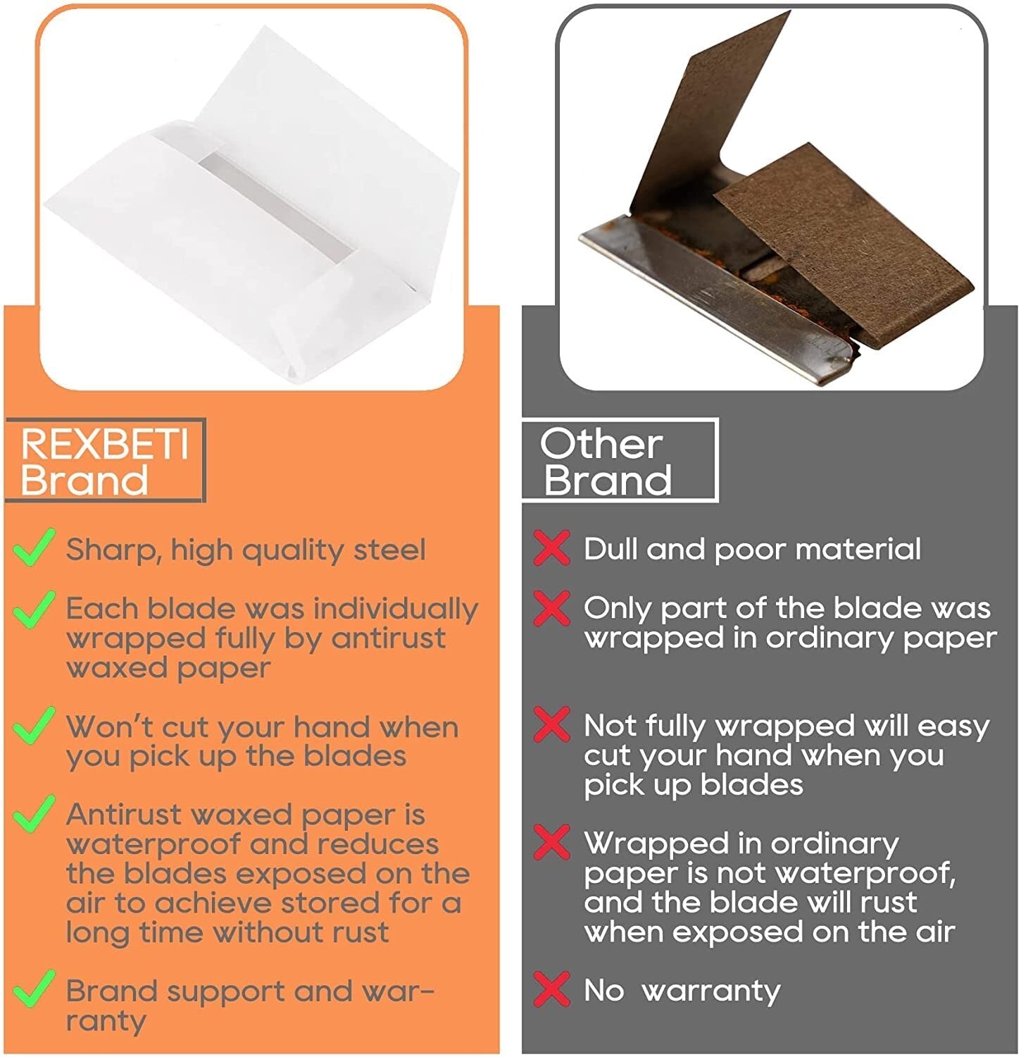 1400 Heavy-Duty Razor Blades for Safety Scrapers - Rust-Resistant & Reliable