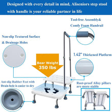 Load image into Gallery viewer, Heavy Duty 2-Step Medical Foot Stool with Adjustable Handle – 350 lbs Support