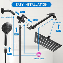 Load image into Gallery viewer, Matte Black 5-Setting Rain Shower Set with Adjustable Extension and 60-Inch Hose
