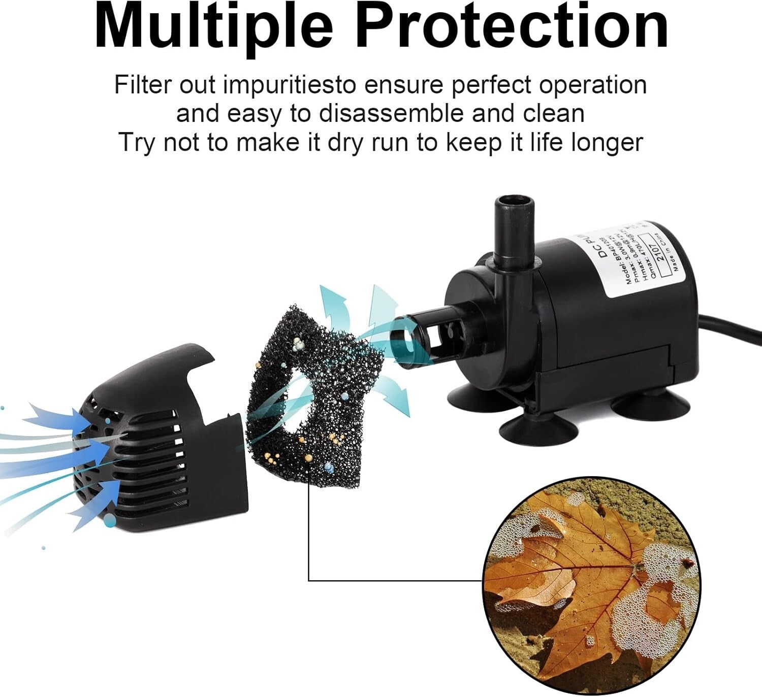 Garden Decoration Solar Fountain Pump - Safe for Wildlife and Birds, 196 GPH