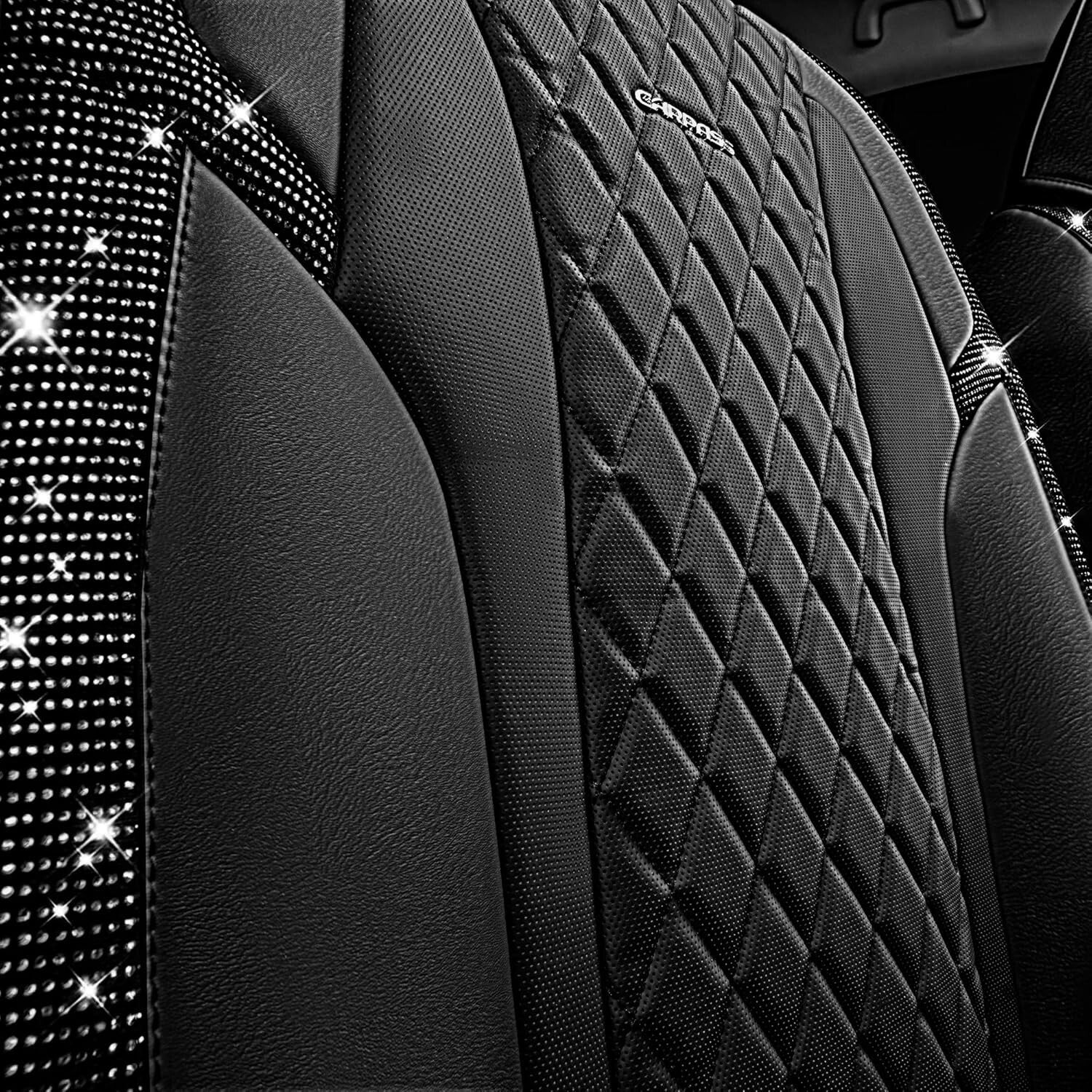Elegant Black Diamond Seat Covers with Anti-Slip Design - Easy 20-Minute Install