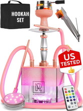 Load image into Gallery viewer, Rose Gold 2 Hose Hookah Set with LED Base - Stunning Smoke &amp; Flavor Experience