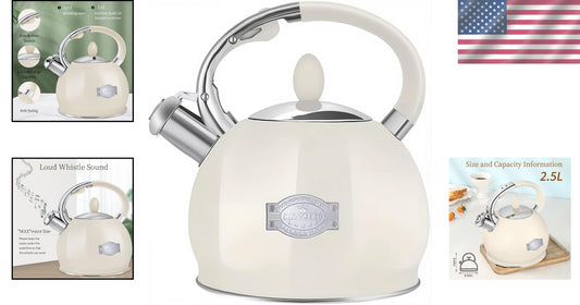 Stovetop Tea Kettle - Ergonomic 2.64 Quart Stainless Steel Whistling Kettle