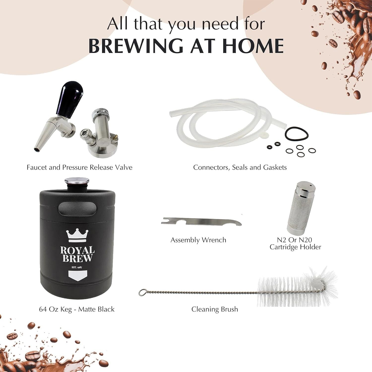 The Original Nitro Cold Brew Coffee Maker - Stainless 64oz Keg & Accessories Kit
