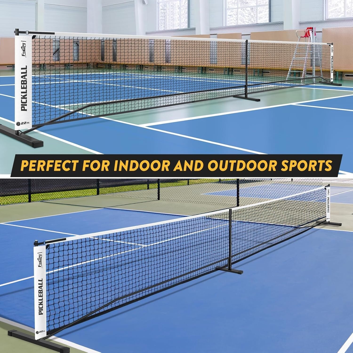 Outdoor Pickleball Net Set: 22FT Portable with Carry Bag & Tear-Resistant Design