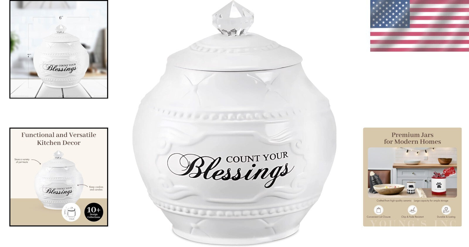 Ceramic Blessing Jar with 36 Cards - Inspirational Home Decor for Gratitude