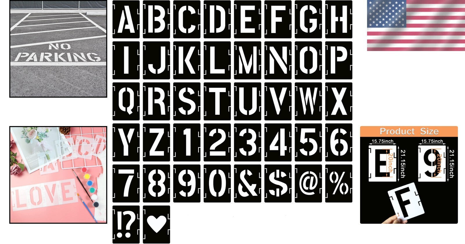 Eco-Friendly 20 Inch Letter Stencils - Reusable Alphabet Templates for Art