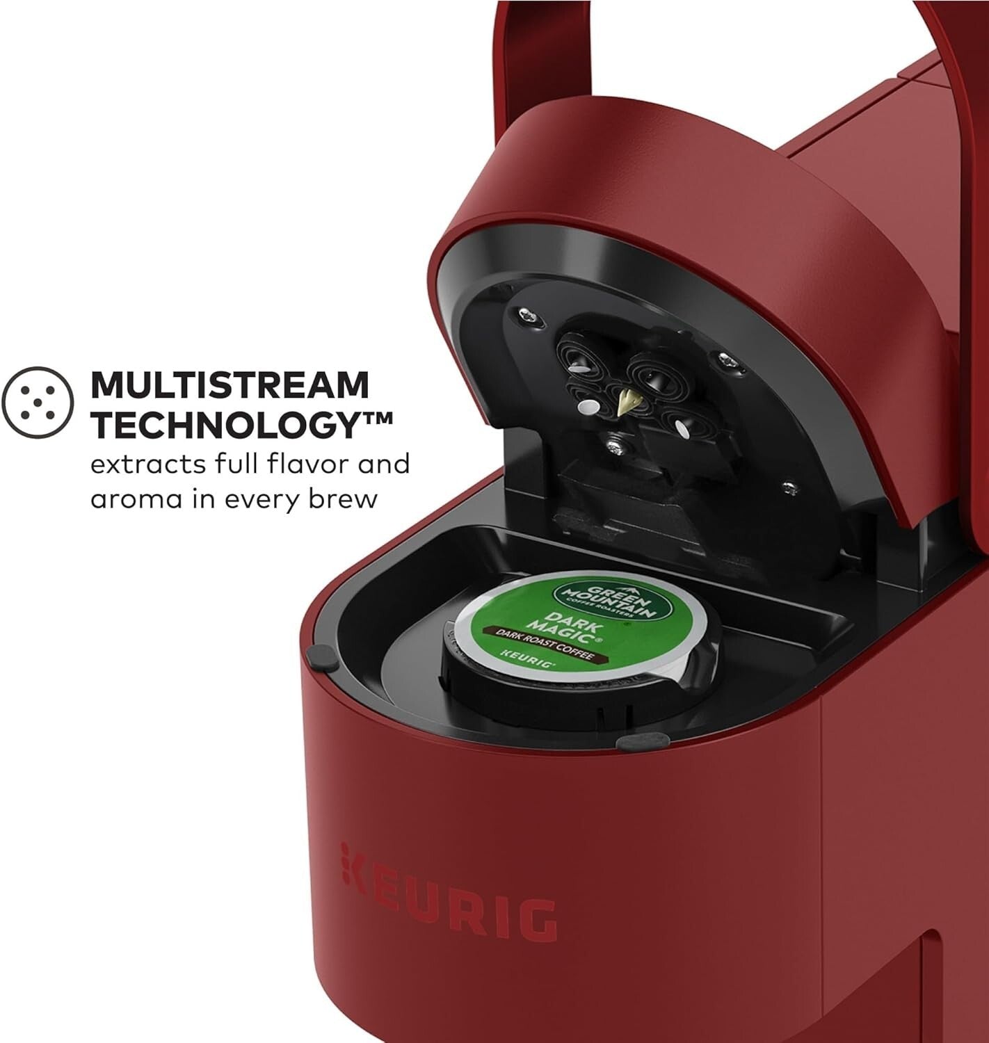 Compact Scarlet Red K-Slim Single Serve Coffee Maker with Programmable Features