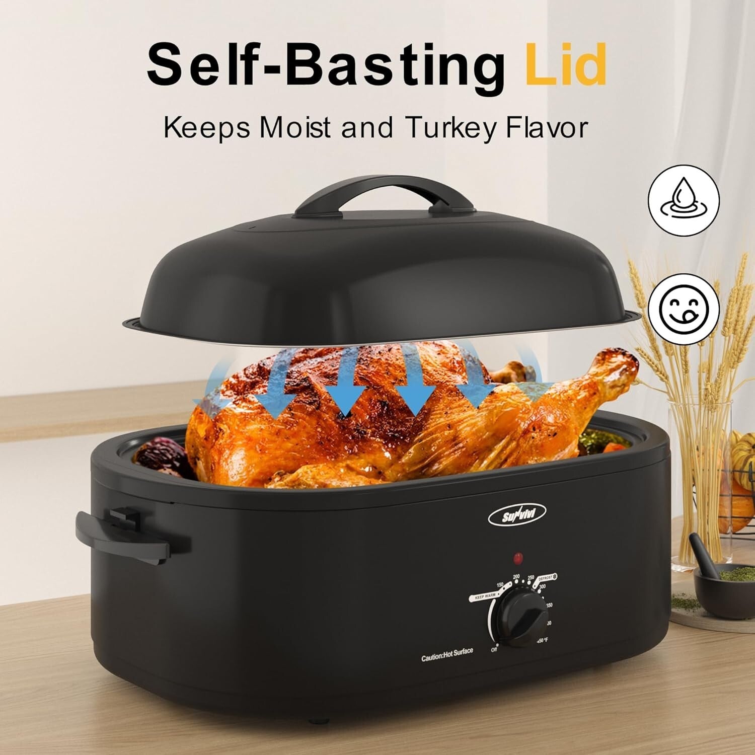Versatile 20qt Roaster Oven with Removable Pan & Full-Range Temperature Control