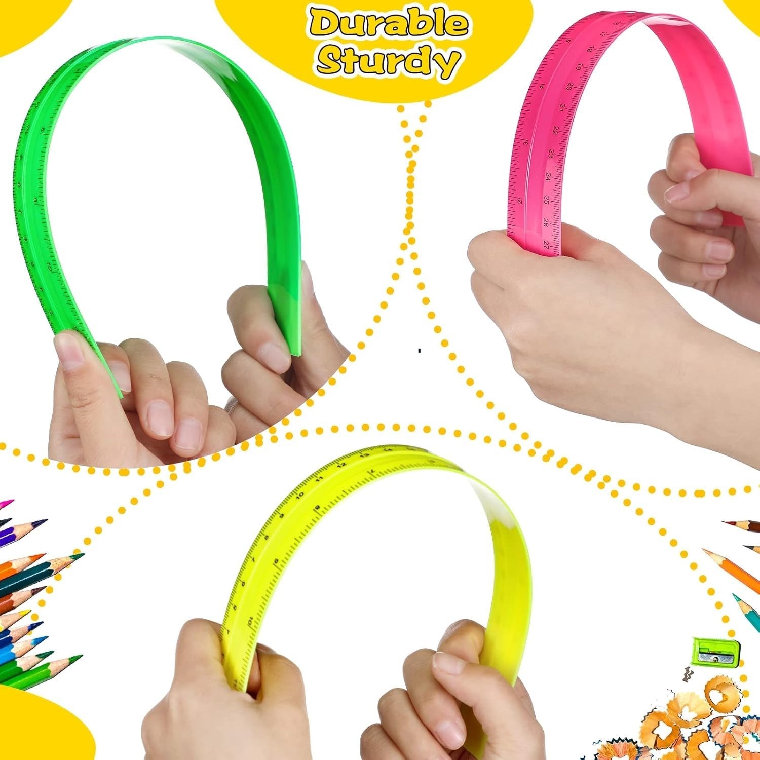 192 Pack Colorful Transparent 12-Inch Rulers for Classroom & Office Supplies