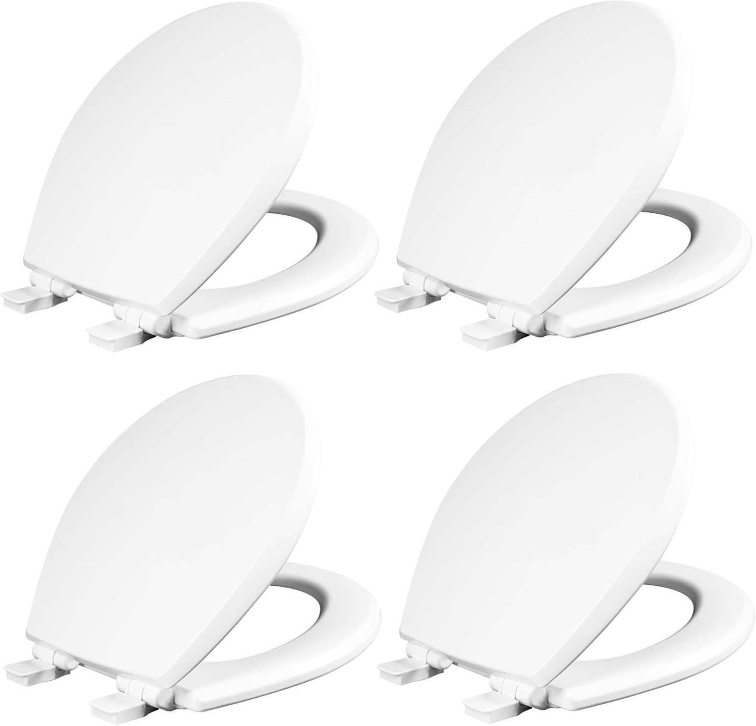 4-Pack Premium Wood Round Toilet Seats with Slow Close & Easy Clean Features