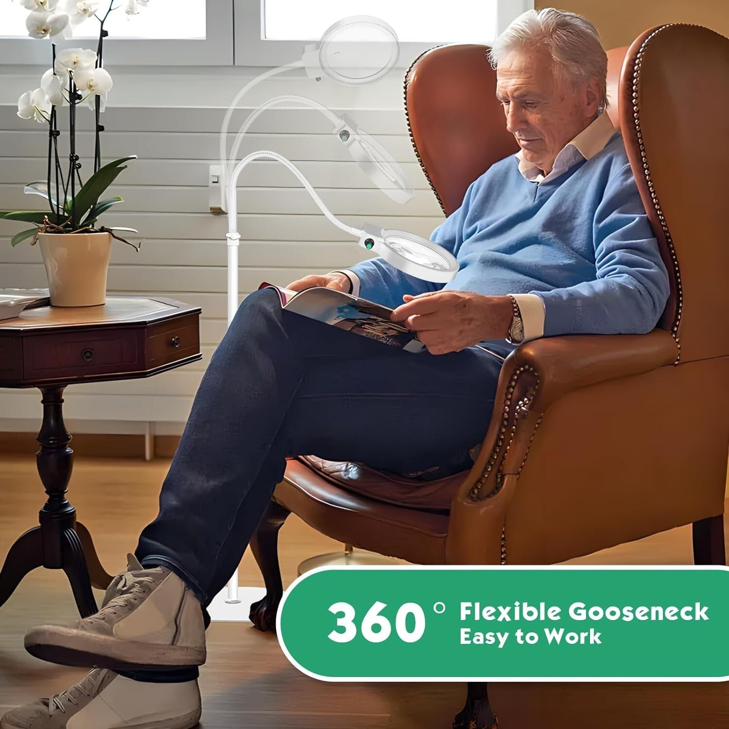 Adjustable 10X 30X LED Magnifying Glass with Stand - Perfect for Sewing & Crafts