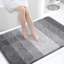 Load image into Gallery viewer, Plush 50x30 Quick Dry Bath Rug - Non-Slip Grey Microfiber with Rubber Backing