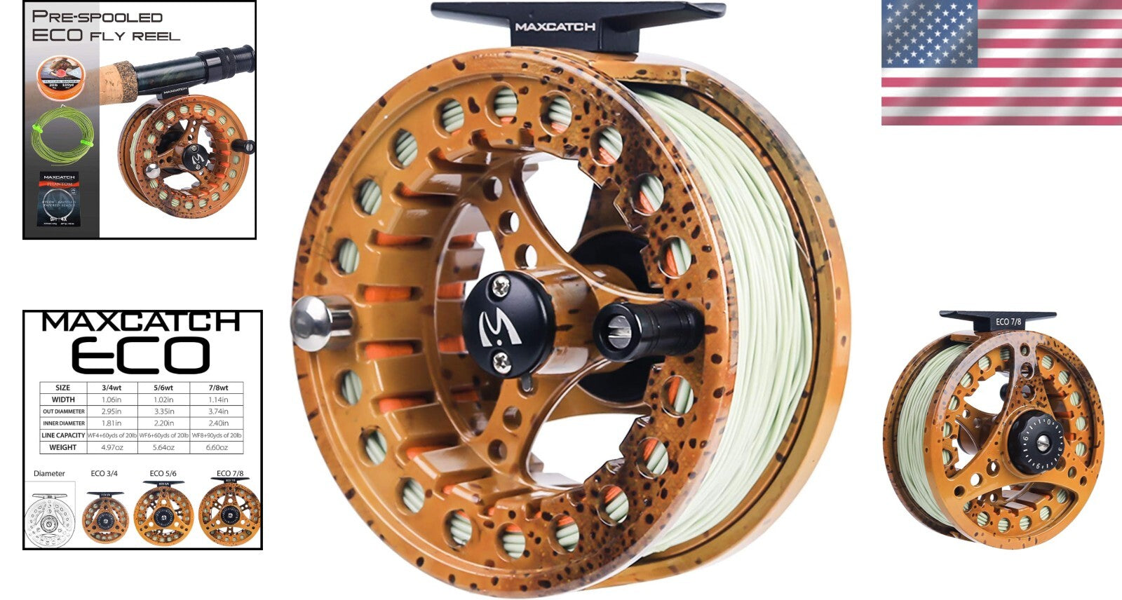 Aluminum Fly Fishing Reel Pre-Loaded with Brown Trout Line - Compact & Durable