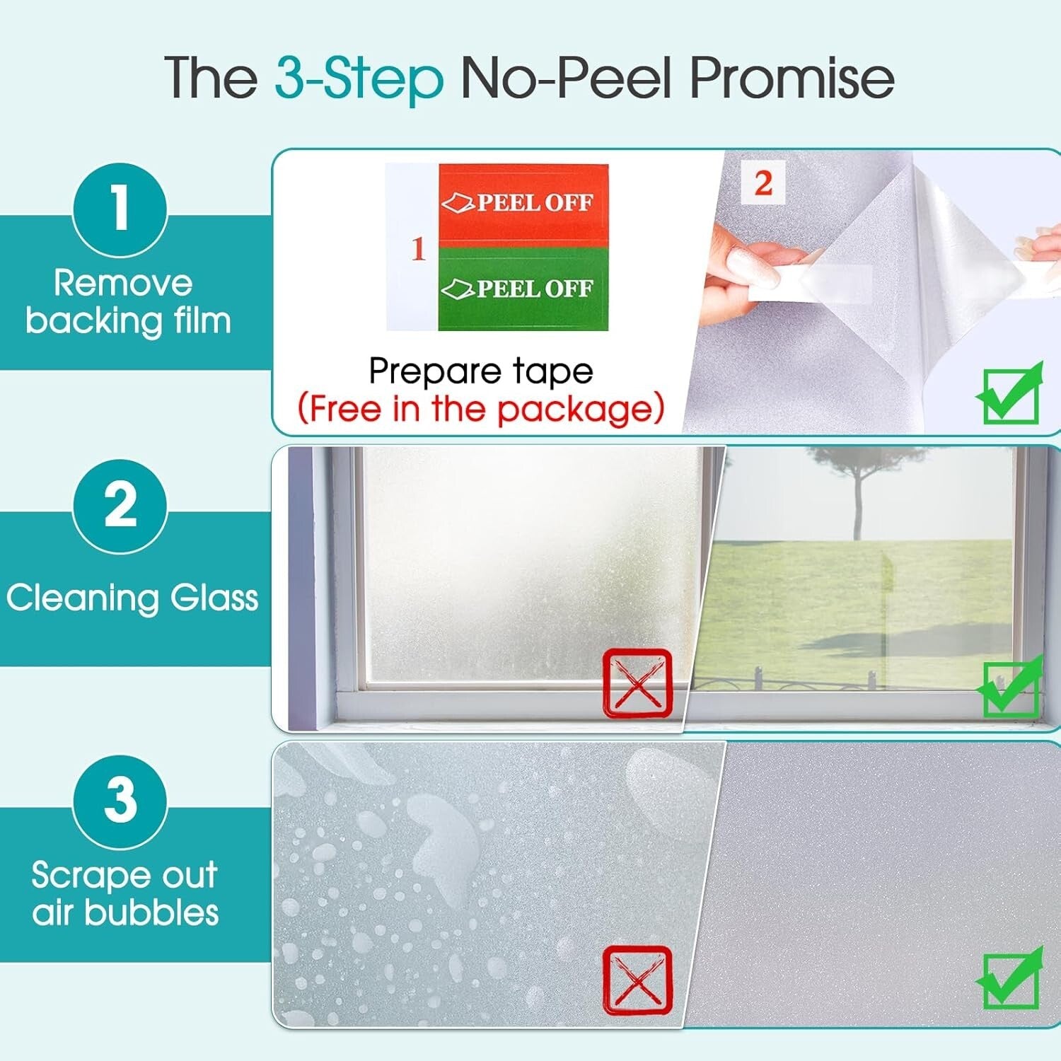Frosted Glass Window Privacy Film - UV Blocking & Heat Control 45.2 x 314.9 Inch