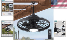 Load image into Gallery viewer, Versatile 20" Caged Ceiling Fan for Patios with Remote &amp; Adjustable LED Light