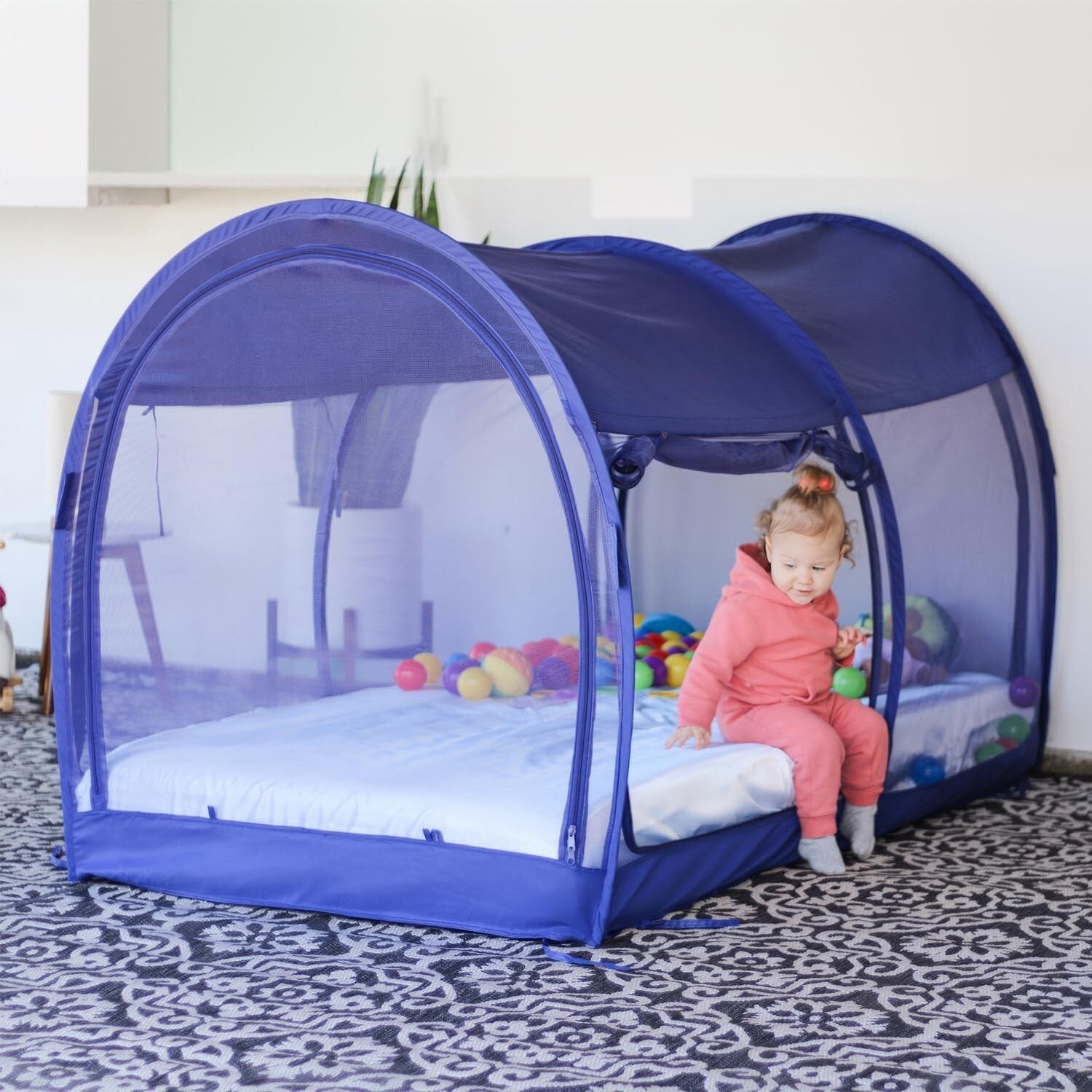 Breathable Mesh Indoor Bed Tent with 4 Doors for Ultimate Privacy - Full Size