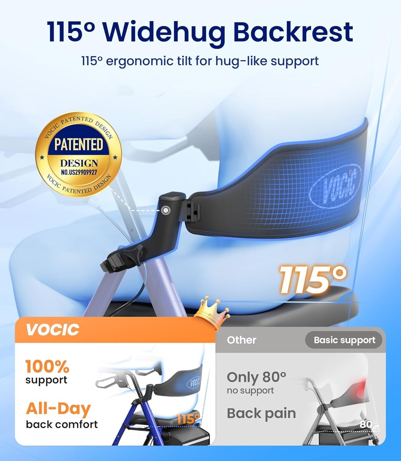 Durable Foldable Walker with Seat and 8" Wheels - Perfect for Seniors' Mobility