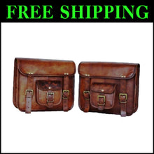 Load image into Gallery viewer, Stylish 100% Goat Leather Motorcycle Saddlebag with Adjustable Strap - 15" Wide