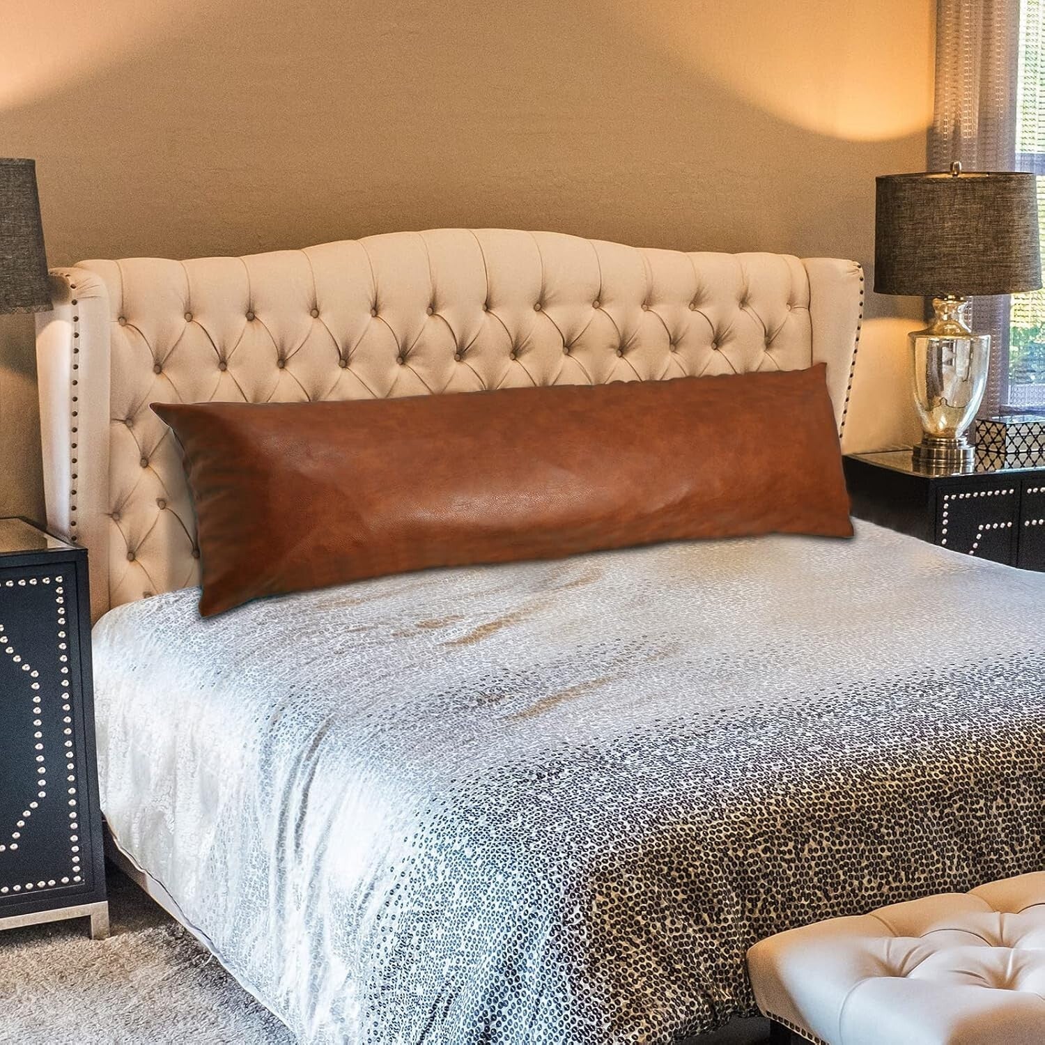 Elegant 50x160 cm Faux Leather Long Pillow Cover - Soft and Durable Decoration