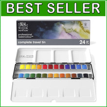 Load image into Gallery viewer, Vibrant Watercolor Set: 24 Half Pans in Elegant Metal Box for Instant Artistry