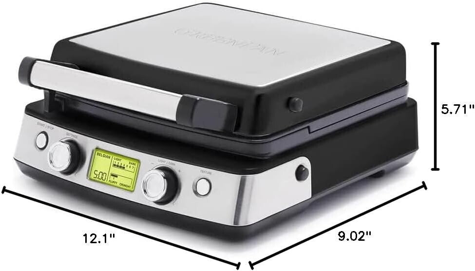 Elite Belgian & Classic Waffle Iron with Dishwasher Safe Plates - No Overflow