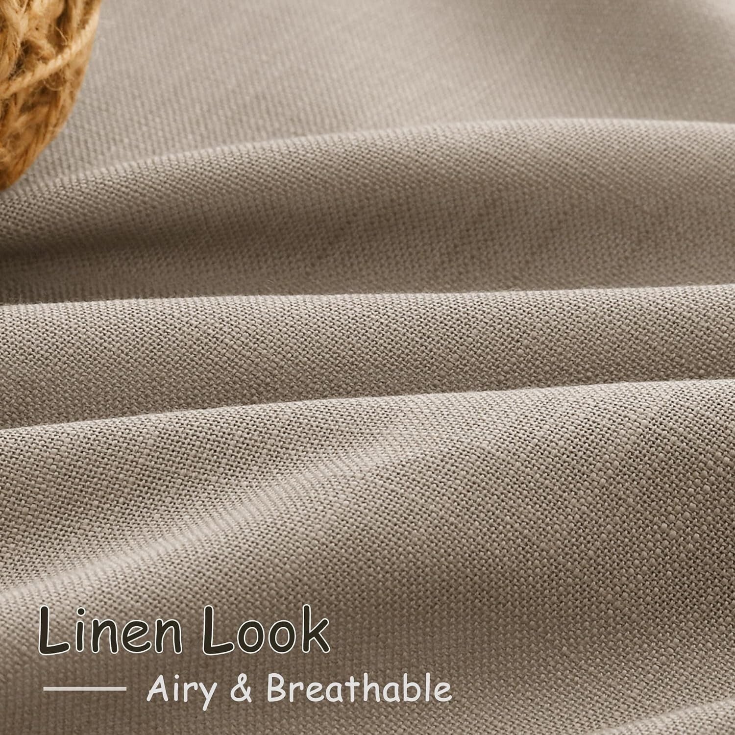 Classic Light Taupe Semi-Sheer Curtains for Bedroom & Living Room - 2 Panels