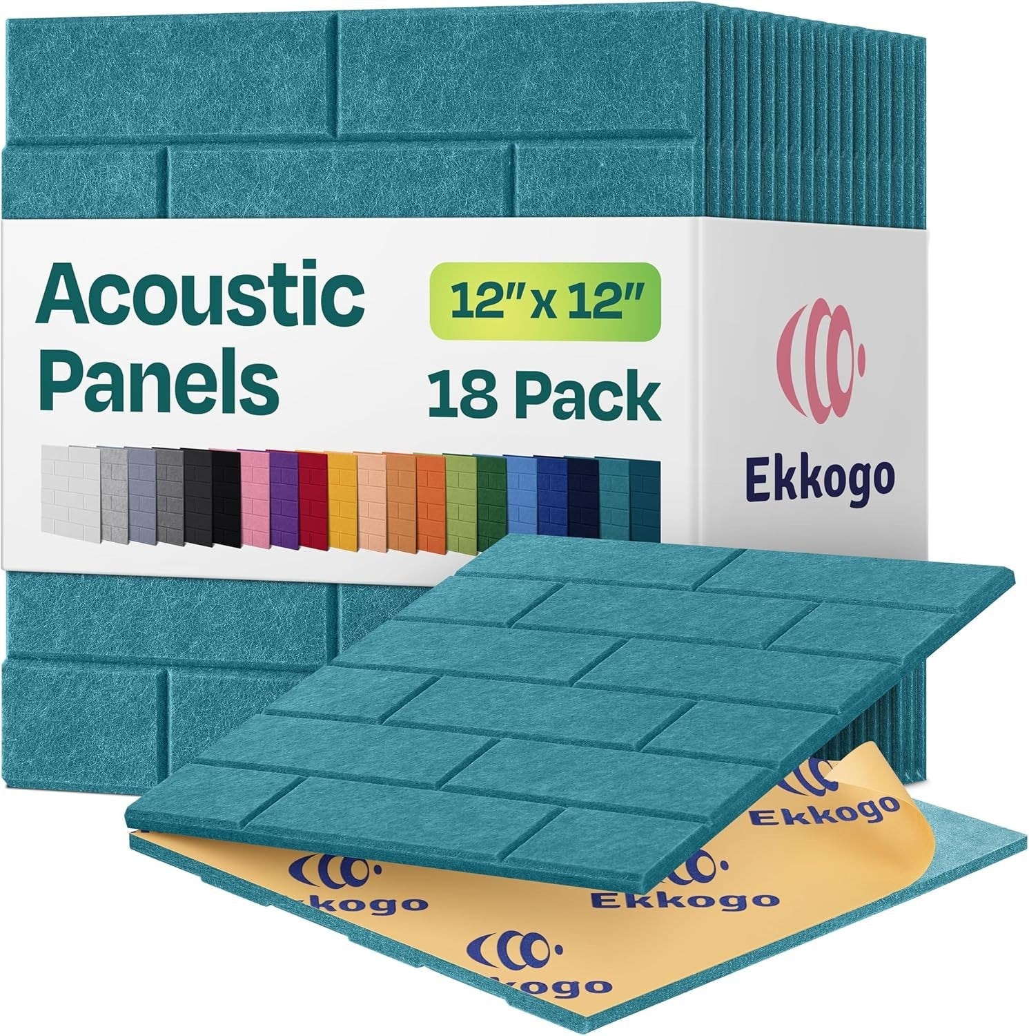 18-Pack Premium Acoustic Panels - Brick Design, Self-Adhesive, for Noise Damping
