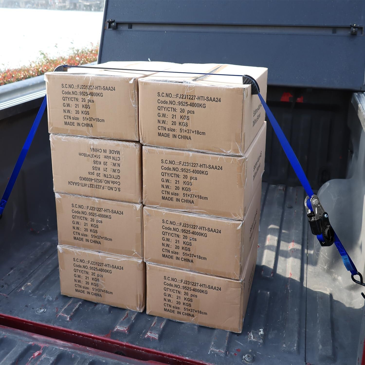 Durable Ratchet Strap Set with Safety Hooks - Ideal for Trucks and Trailers