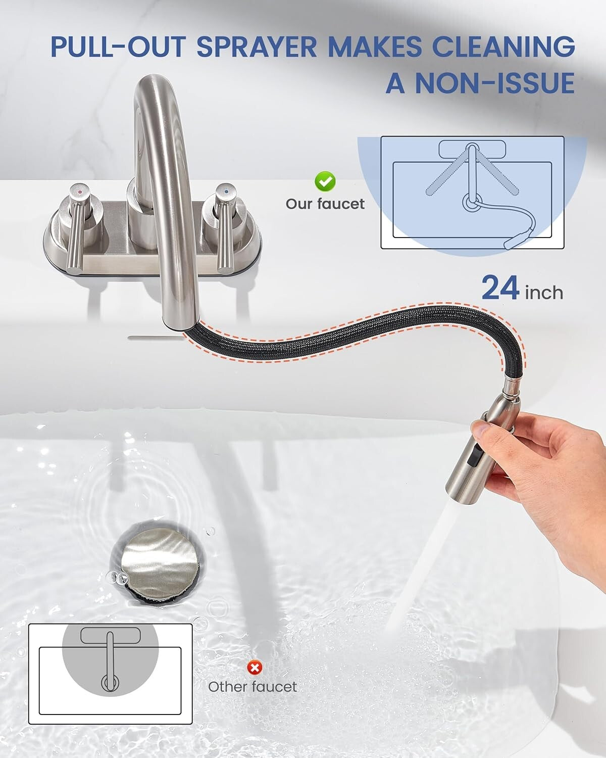 Elegant 4-Inch Centerset Bathroom Faucet with Dual Handles & Easy Drain Assembly