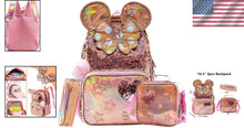 Load image into Gallery viewer, Cute Adjustable Sequin Backpack Set for Girls - Includes Lunch Box &amp; Pencil Case
